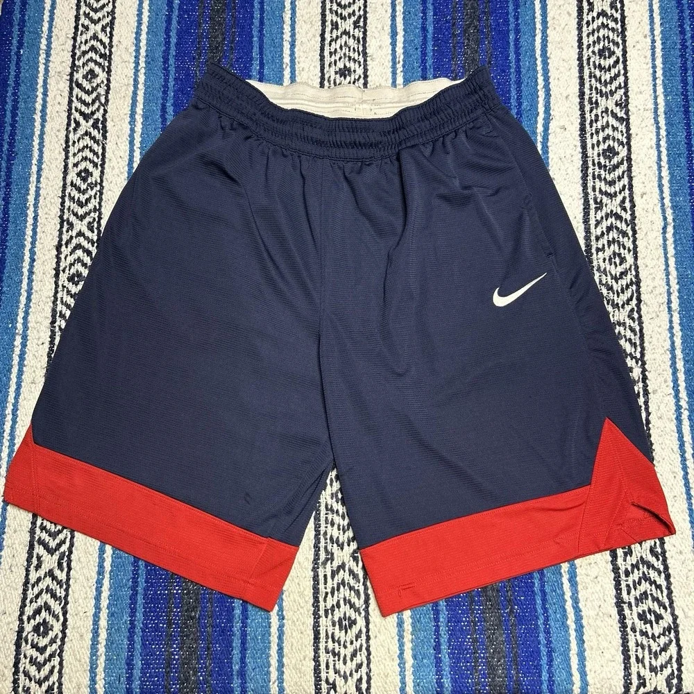 Nike Dri-FIT Basketball Shorts Youth Large Navy Red Athletic Y2K